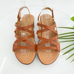 Born BOC Womens Altheda Sandal Size 8 Brown Strappy Flat Slingback Shoe Vegan
